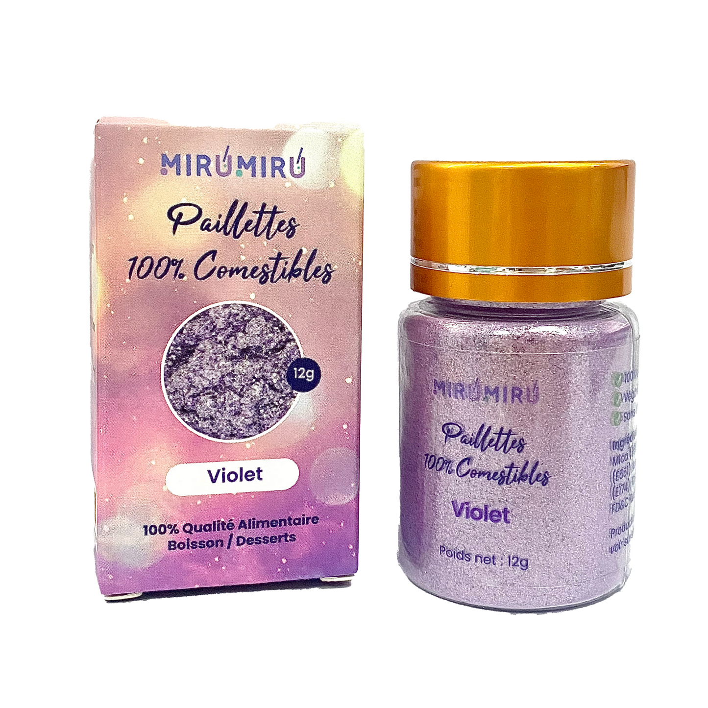 Paillettes Comestibles 12g Violet Lavande