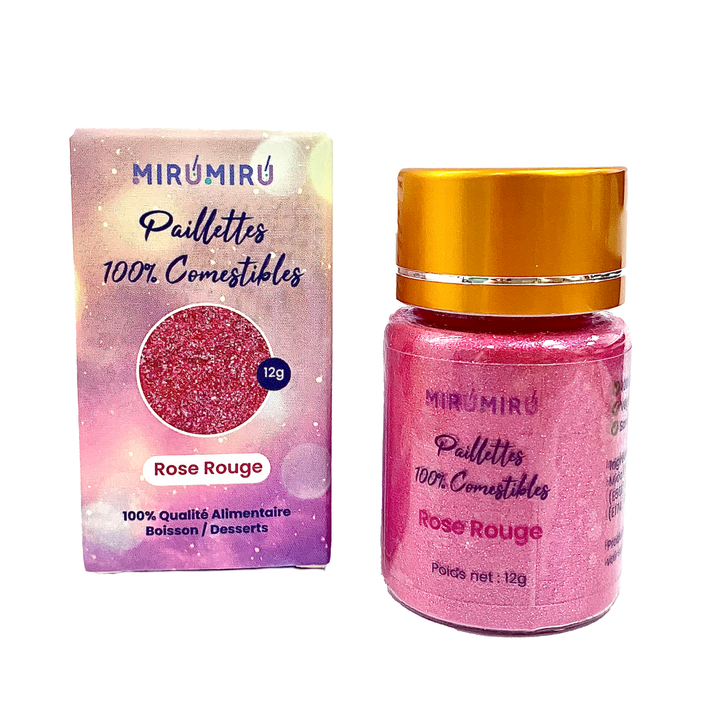 Paillettes Comestibles 12g Rose Rouge