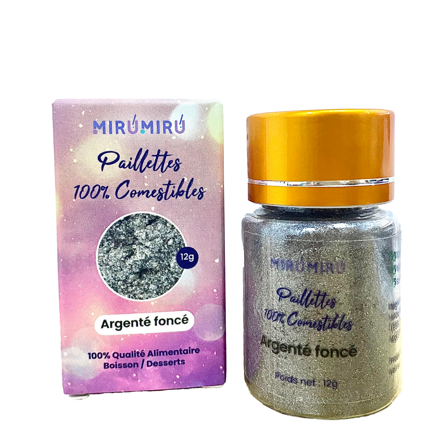 Paillettes Comestibles 12g Argent Foncé