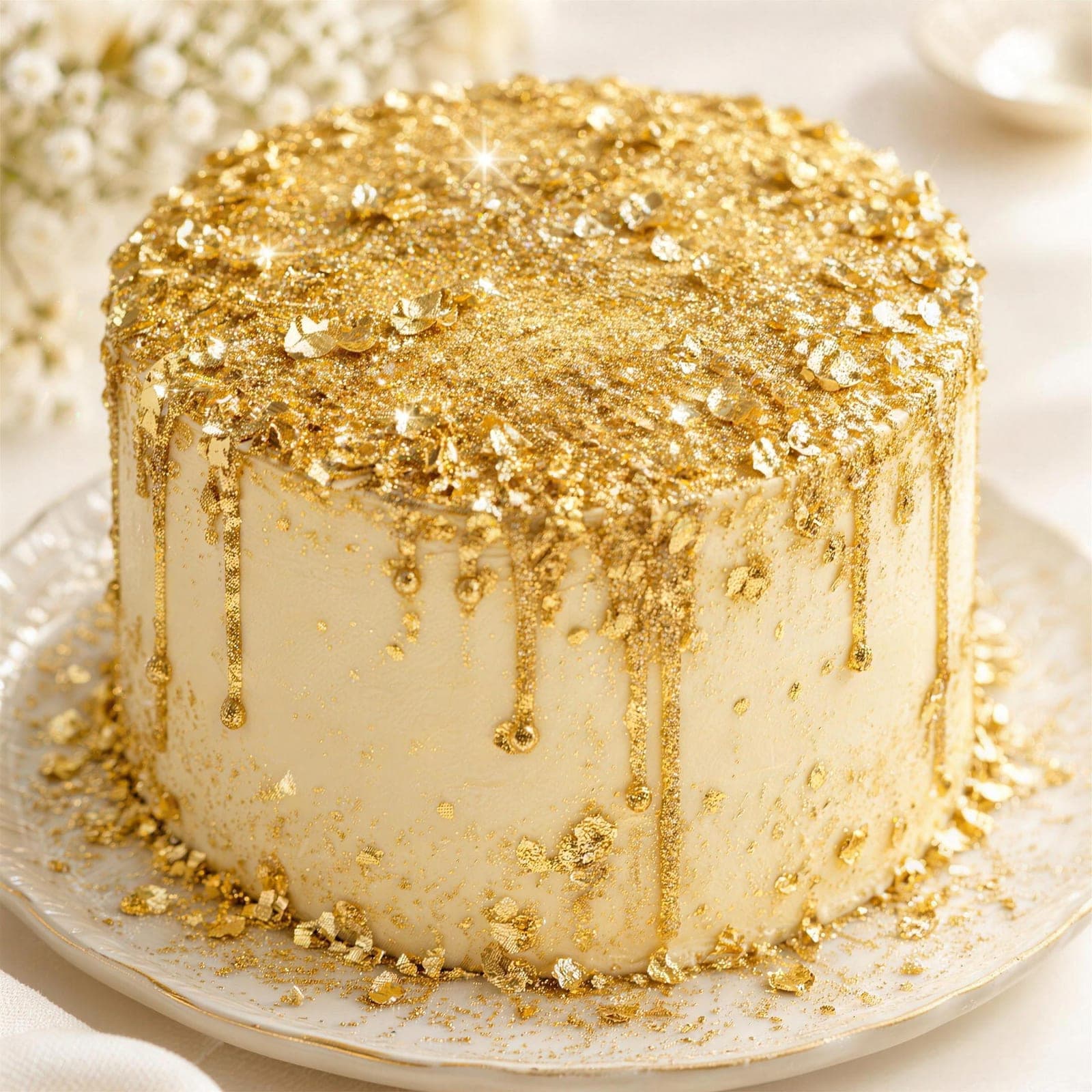 Limonade rose glacée saupoudrée de paillettes dorées