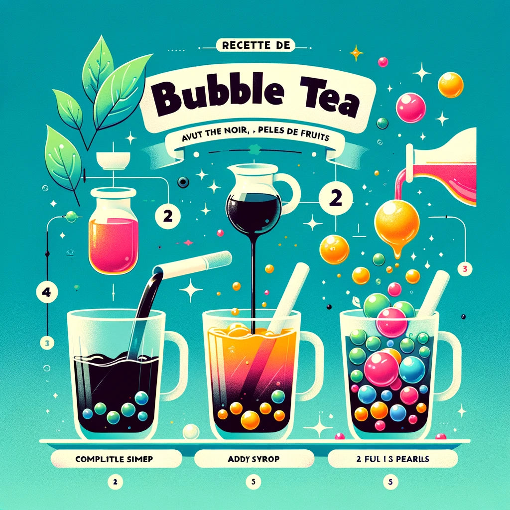 Recette de Bubble Tea Simple avec Thé Noir, Sirop et Perles de Fruits
