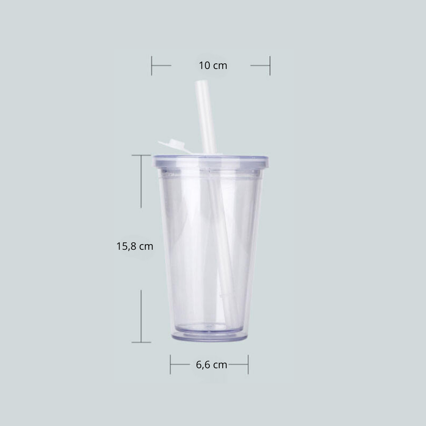 Gobelet Plastique Reutilisable avec Paille pour Bubble Tea perles - Verre a cocktail de 500ml