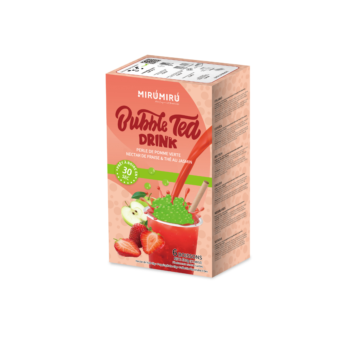 Kit bubble tea aux fruits - Boba pomme verte et nectar de fraise