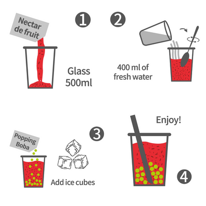 Bubble Tea Kit - Lychee Pearls & Strawberry Nectar & Jasmine Tea (6 drinks, straws included)
