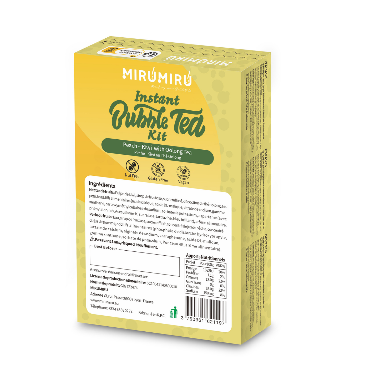  Kit Bubble Tea - Pera di Pesca & Nettare di Kiwi & Tè Oolong (6 bevande, cannucce incluse)
